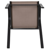 4 Pack Brazos Series Brown Outdoor Stack Chair with Flex Comfort Material and Metal Frame 