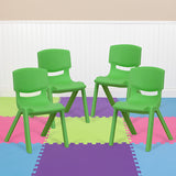 4 Pack Green Plastic Stackable School Chair with 12'' Seat Height by Office Chairs PLUS
