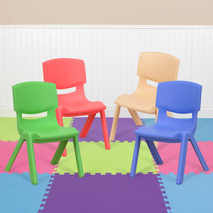 4 Pack Plastic Stackable School Chairs with 10.5" Seat Height, Assorted Colors by Office Chairs PLUS