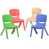 4 Pack Plastic Stackable School Chairs with 10.5" Seat Height, Assorted Colors