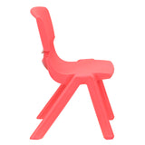 4 Pack Red Plastic Stackable School Chair with 10.5'' Seat Height