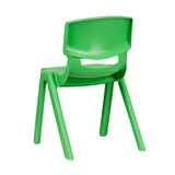 4 Pack Green Plastic Stackable School Chair with 13.25'' Seat Height