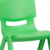 4 Pack Green Plastic Stackable School Chair with 13.25'' Seat Height