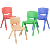 4 Pack Plastic Stackable School Chairs with 13.25" Seat Height, Assorted Colors