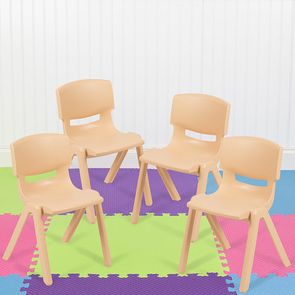 4 Pack Natural Plastic Stackable School Chair with 13.25