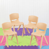 4 Pack Natural Plastic Stackable School Chair with 13.25" Seat Height by Office Chairs PLUS