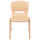 4 Pack Natural Plastic Stackable School Chair with 13.25" Seat Height