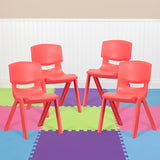 4 Pack Red Plastic Stackable School Chair with 15.5'' Seat Height by Office Chairs PLUS