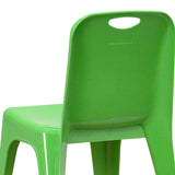 4 Pack Green Plastic Stackable School Chair with Carrying Handle and 11'' Seat Height