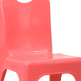 4 Pack Red Plastic Stackable School Chair with Carrying Handle and 11'' Seat Height