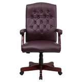 Martha Washington Burgundy LeatherSoft Executive Swivel Office Chair with Arms