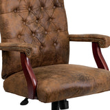 Bomber Brown Classic Executive Swivel Office Chair with Arms