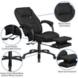 High Back Reclining Ergonomic Office Chair with Footrest | Fabric Desk Chair in Black