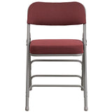 HERCULES Series Premium Curved Triple Braced & Double Hinged Burgundy Fabric Metal Folding Chair
