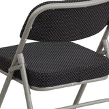 HERCULES Series Premium Curved Triple Braced & Double Hinged Black Pin-Dot Fabric Metal Folding Chair
