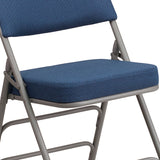 HERCULES Series Premium Curved Triple Braced & Double Hinged Navy Fabric Metal Folding Chair