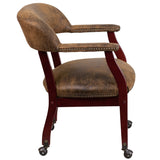 Bomber Jacket Brown Luxurious Conference Chair with Accent Nail Trim and Casters
