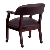 Burgundy LeatherSoft Conference Chair with Accent Nail Trim and Casters