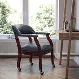 Navy Vinyl Luxurious Conference Chair with Accent Nail Trim and Casters by Office Chairs PLUS