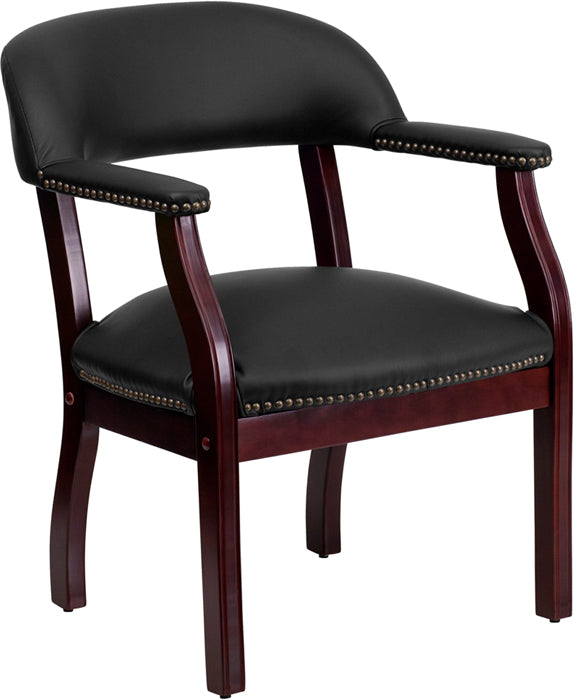 Black LeatherSoft Conference Chair with Accent Nail Trim 