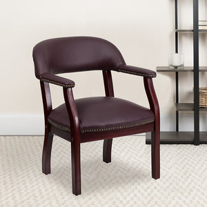 Burgundy LeatherSoft Conference Chair with Accent Nail Trim by Office Chairs PLUS