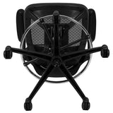 Mid-Back Transparent Black Mesh Drafting Chair with Black Frame and Flip-Up Arms