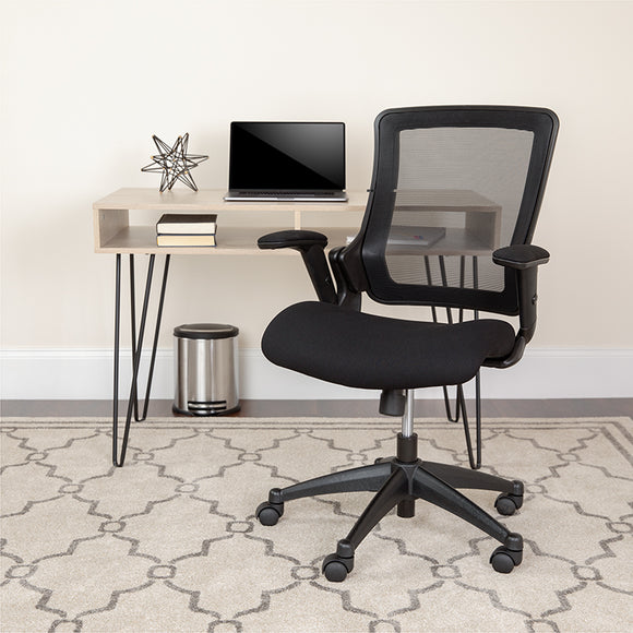 Mid-Back Black Mesh Executive Swivel Office Chair with Molded Foam Seat and Adjustable Arms by Office Chairs PLUS