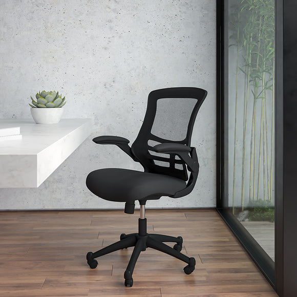 Mesh Swivel Ergonomic Task Office Chair with Flip-Up Arms Black , BIFMA Certified