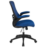 Mid-Back Blue Mesh Swivel Ergonomic Task Office Chair with Flip-Up Arms