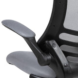 Mid-Back Dark Gray Mesh Swivel Ergonomic Task Office Chair with Flip-Up Arms