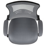 Mid-Back Dark Gray Mesh Swivel Ergonomic Task Office Chair with Flip-Up Arms