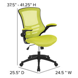 Mid-Back Green Mesh Swivel Ergonomic Task Office Chair with Flip-Up Arms