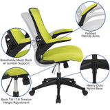 Mid-Back Green Mesh Swivel Ergonomic Task Office Chair with Flip-Up Arms