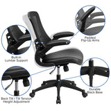 Desk Chair with Wheels | Swivel Chair with Mid-Back Black Mesh and LeatherSoft Seat for Home Office and Desk