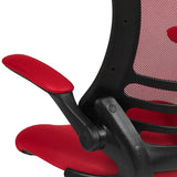 Mid-Back Red Mesh Swivel Ergonomic Task Office Chair with Flip-Up Arms