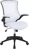 Mid-Back White Mesh Swivel Ergonomic Task Office Chair with Flip-Up Arms