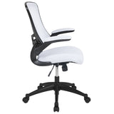 Mid-Back White Mesh Swivel Ergonomic Task Office Chair with Flip-Up Arms