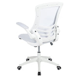 Mid-Back White Mesh Swivel Ergonomic Task Office Chair with White Frame and Flip-Up Arms