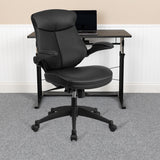 Mid-Back Black LeatherSoft Executive Swivel Ergonomic Office Chair with Back Angle Adjustment and Flip-Up Arms by Office Chairs PLUS
