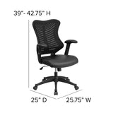 High Back Designer Black Mesh Executive Swivel Ergonomic Office Chair with LeatherSoft Seat and Adjustable Arms