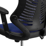 High Back Designer Blue Mesh Executive Swivel Ergonomic Office Chair with Adjustable Arms