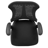 Designer Black Mesh Sled Base Side Reception Chair with Adjustable Arms