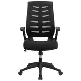 High Back Designer Black Mesh Executive Swivel Ergonomic Office Chair with Height Adjustable Flip-Up Arms