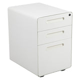Work From Home Kit - White Adjustable Computer Desk, LeatherSoft Office Chair and Inset Handle Locking Mobile Filing Cabinet
