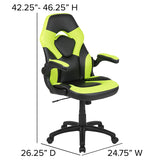 Black Gaming Desk and Green/Black Racing Chair Set with Cup Holder, Headphone Hook & 2 Wire Management Holes