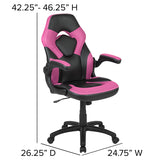 Black Gaming Desk and Pink/Black Racing Chair Set with Cup Holder, Headphone Hook & 2 Wire Management Holes