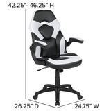 Black Gaming Desk and White/Black Racing Chair Set with Cup Holder, Headphone Hook & 2 Wire Management Holes