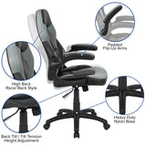 Gaming Desk and Gray/Black Racing Chair Set /Cup Holder/Headphone Hook/Removable Mouse Pad Top - 2 Wire Management Holes