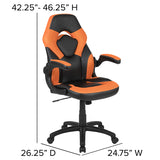 Gaming Desk and Orange/Black Racing Chair Set /Cup Holder/Headphone Hook/Removable Mouse Pad Top - 2 Wire Management Holes