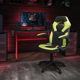 Red Gaming Desk and Green/Black Racing Chair Set with Cup Holder and Headphone Hook by Office Chairs PLUS